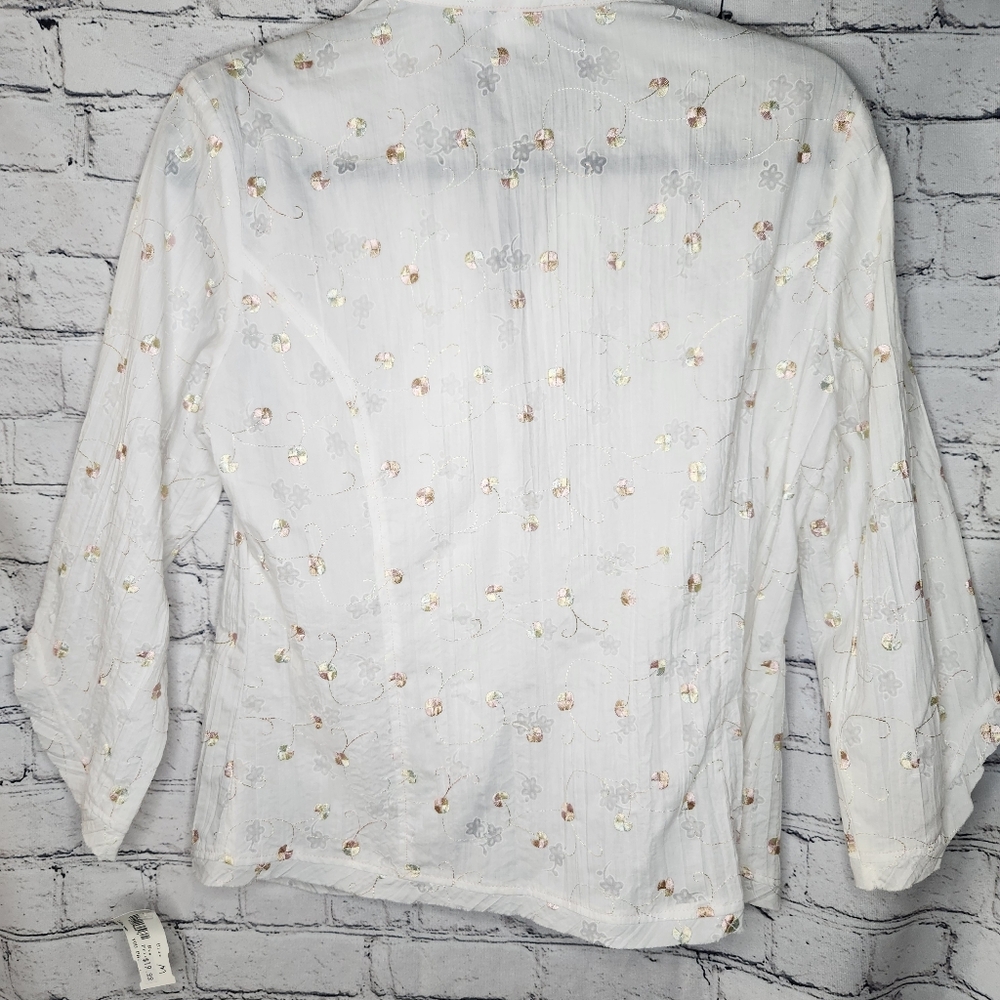 Cowgirl Up Cotton Western Embroidered 3/4 Sleeve Lightweight Blazer Jacket Sz M‎ - Picture 6 of 7
